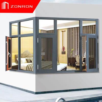 China Swing Zonron High Performance Thermal Insulation Bug Proof Metal Aluminum Casement Windows Louvered Tent for sale