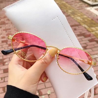 China 10 Years Experience MOREROLL 2021 Retro Oval Rimless Metal Sunglasses Male Glass Around Women Frameless Sunglasses for sale