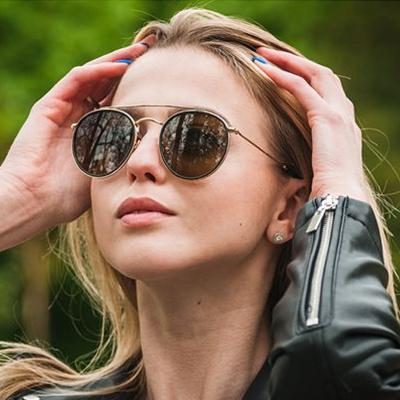 China 10 Years Experience Retro Customized 3647 Classic Female Men Brand Unisex Designer Round Sunglasses UV400 Mirror Protected Double Bridge Sunglasses for sale