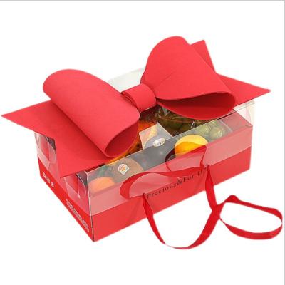 China Recyclable Hot Selling Fruit Box With Clear Cover Bowknot Flower Gift Boxes for sale