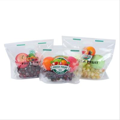 China Moisture Proof Resealable Fruits And Vegetables Perforated Bags Stand Up Fresh Fruit Pouch With Vent Holes Packing Zipper Plastic Bags for sale