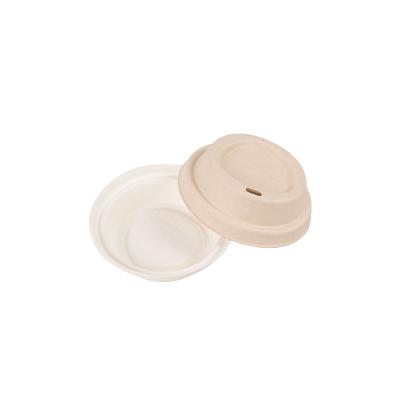 China 90mm Eco Friendly Disposable Compostable Biodegradable Biodegradable Bagasse Paper Pulp Coffee Cup Lid for sale