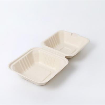 China Eco-Friendly Bagasse Hamburger Box Within 90 Days 6 Inch Disposable Biodegradable Biodegradable Box Cane Sugar Cane for sale