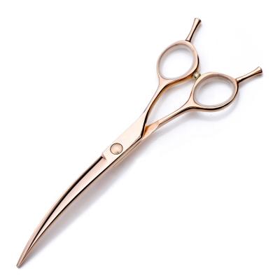 China Waybetter Rose Golden Curve Viable Dog Grooming Cutting Scissors RG10-70C Thru Handle for sale