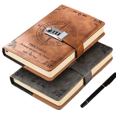 China Custom Printing Hardcover Leather A5 Daily Agenda Daily Diary With Code Lock for sale