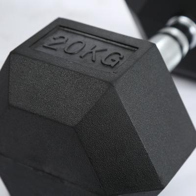 China hexagonal dumbbells 10kg, hexagonal rubber dumbbells 10kg, hexagonal dumbbells set for sale