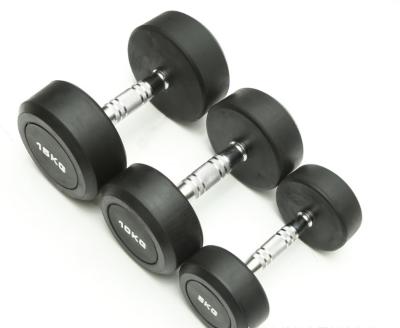 China Rubber Coated Dumbbell Round Head 2.5 - 50 kg, Round Head Fixed Dumbbells Comfortable Grip for sale