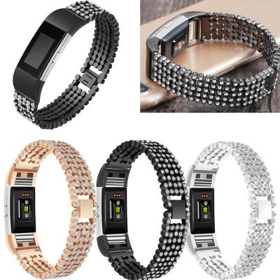 China For Fitbit Charge 2 Classic Crystal Rhinestone Jewelry Diamond Stainless Steel Watch Band Strap For Fitbit Charge 2 Watch Strap Bands for sale