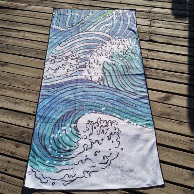 China Custom QUICK DRY Towel Quick Dry Sandy Waffle Microfiber Free Swimming Beach Towel for sale