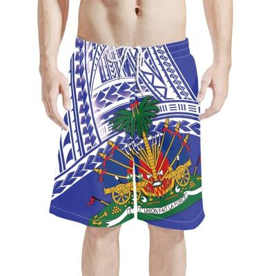 China Dropshipping Men's Casual Trunks Plus Size Hawaiian Swim Board Shorts With Haitian Flag Pattern Blue White Men's Gym Short Custom for sale