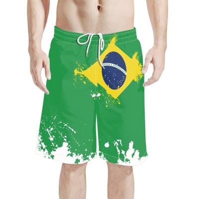 China Hawaiian Drawstring Waist Elastic Waist Men Board Plus Style Shorts With Brazil Flag Washed Mens Feel Training Surf Shorts Custom Logo for sale