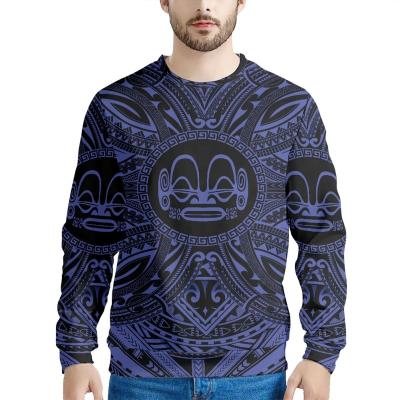 China 2023 Spring Hot Selling Mens QUICK DRY Navy Blue Men's O Neck Sweater Long Sleeved Polynesian Mark Islands Graphic Print Men's Top for sale