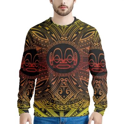 China QUICK DRY Plus Size Customized Men's Print Long Sleeve Pullover Polynesian Sweatshirt Mens Full Length Mens O Neck Sweatshirt In Gradient Colors for sale