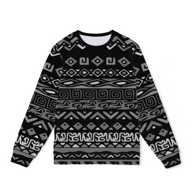 China Factory Direct Selling QUICK DRY Men's Round Neck Sweater Tops Pullover Men's Long Sleeve Casual Sweater Men With White African Tribal Print for sale