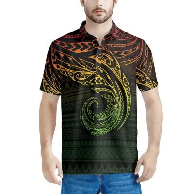 China Dropshipping QUICK DRY Mens Breathable Gradient Clothes Plus Size Casual Short Men Polo Shirts Polo Shirts Polynesian Pattern Print for sale