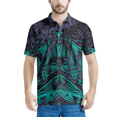 China QUICK DRY Mens Polo Shirts With Collar Mens Polynesian Totem Printed Turn-Down Polyester Breathable Shorts Sleeve Apparel Customization for sale