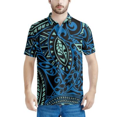 China Men's Polo Shirts On Polynesian Pattern High Quality Men's Polo Shirt With Polyester Custom QUICK DRY Printed Bule Polo Shirts Men's MOQ1 for sale