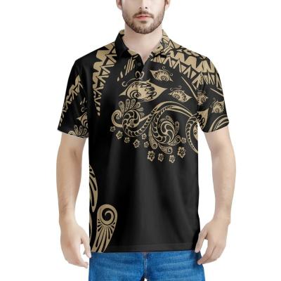 China New Products Men's Polo Shirt Button Up With Polynesia Print Casual Oversized Explosive QUICK DRY Pattern Short Sleeve Polo Shirt Men Office for sale