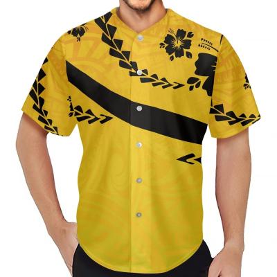 China Breathable Men Polynesian Tribal Print Pattern Summer Style Hip Hop Hawaii Tank Tops Yellow Baseball Tank Tops New Design Custom Luxury Tank Tops for sale