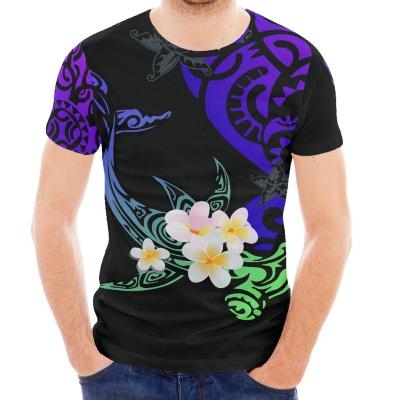 China QUICK DRY Men's Crewneck T-shirt with Polly Island Frangipani Print Polynesian Traditional T-shirt Men's Polly Island Culture Summer Purple Casual Tops for sale