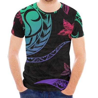 China Men On Demand Print QUICK DRY Loose Ease Hibiscus Print Mens T-Shirt Crewneck Top Multicolor Polynesian Inspired Graphic T Shirt Men for sale