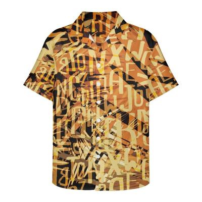 China Breathable Cuban Hawaiian Men's Factory Outlet Factory Short Sleeve Shirt With Geometric Print Mens Summer Alphabet Abstract Pattern Tops for sale