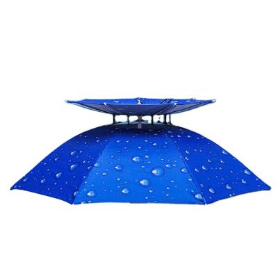 China Minimalist Double Layer Wind And Ultraviolet Proof Fishing Umbrella Hat Head Sunscreen Folding Umbrella Wearing Hat for sale