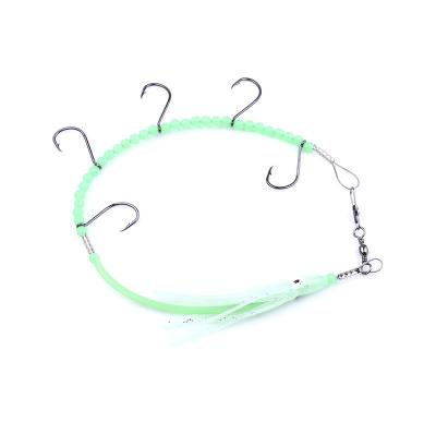 China Custom Line Fishing Octopus Squid Twine Hook Factory Ocean Boat Glow Skirt Yarn Luminous Hook for sale