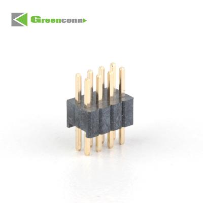 China Brass Greenconn header connector datasheet Pitch 1.27mm Pin Header Dual Rows DIP Type Base 2.54H pin header manufacturer for sale