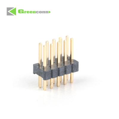 China Brass greenconn pin header manufacturer 1.27mm Pin Header Dual Rows DIP Type Base 1.5H right angle pin header  board to board for sale