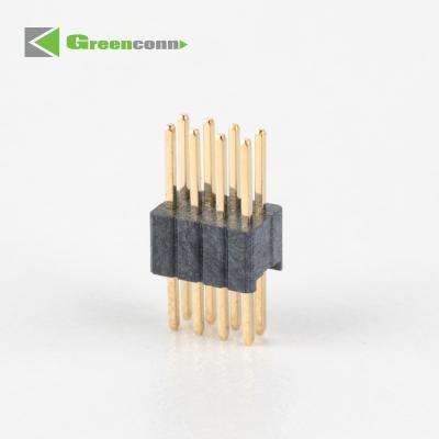 China Brass board to board pcb  soldering header pins header dimensions 2-40pin 1.27mm  Dual Rows DIP Type Connector  male header pins for sale