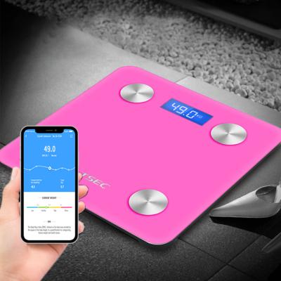 China Custom Stored Digital Body Fat Scale Bathroom Household Digital Body Weight Bluetooth Portable Weighing Scale for sale