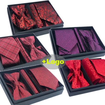 China ODM/OEM Fashionable Hot-selling Men's Classic Bow Tie Pocket Square Tie Set Custom LOGO Gift Box Bow Tie for sale