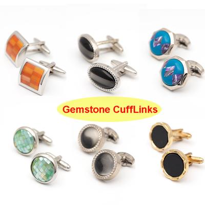 China Hot-selling Alloy Round Shape Custom Cufflinks Mens Custom Gemstone Cufflinks for sale