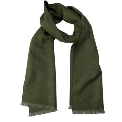 China Fashionable Wholesale Warm Army Green Woolen Winter Breathable Soft Fashionable Soft Shawl Woolen Scarf With Fringe Wholesale Custom Made Scarf for sale