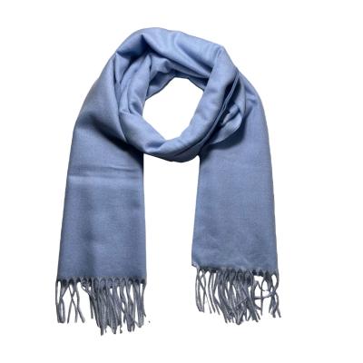 China New Design Wool Best Selling Standard Custom Logo Scarf Sky Blue Unisex Wool Scarves for sale