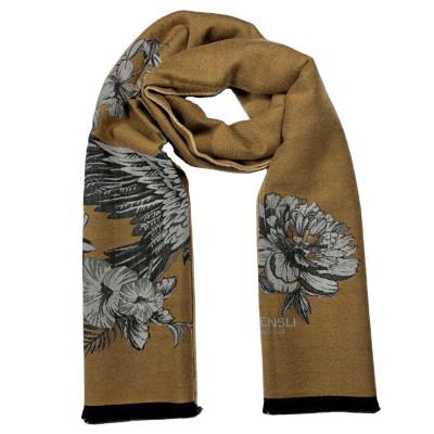 China Fashionable High Quality Acrylic Handwork Wind-fairy Crane Design Chinese Wool Scarf for sale