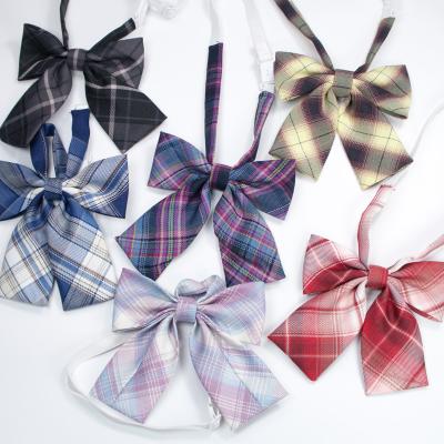 China Wholesale Fashion Polyester Grid School Checked Handmade Bow Tie for sale