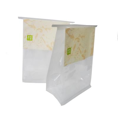 China Disposable flat bottom thin and lightweight paper bag for transparent desert/cake/bread packaging material container for sale