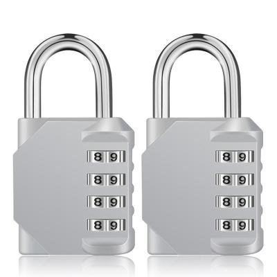 China Digital Heavy Duty Combinational Sliver Locks 4 Adjustable Waterproof Combination Padlock For Gym, School, Gates, Gates for sale