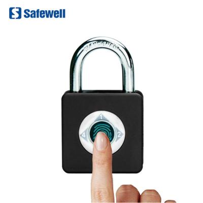 China Long Battery Life Safewell SWPLF02 Smart Fingerprint Padlock Usb Charging Bettery Rechargeable Fingerprint Padlock Smart Bike For Cabinet for sale