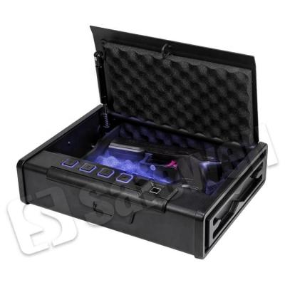 China Build Biometric Heavy Steel Metal Quick Access Portable Gun Safe Small For Guns 88*350*258mm for sale