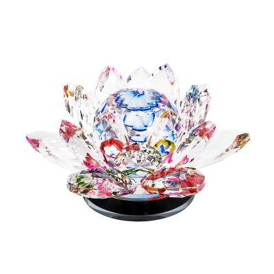 China China Lotus Flower Rotating Crystal Rotating Glass Lotus With Gift Box for sale