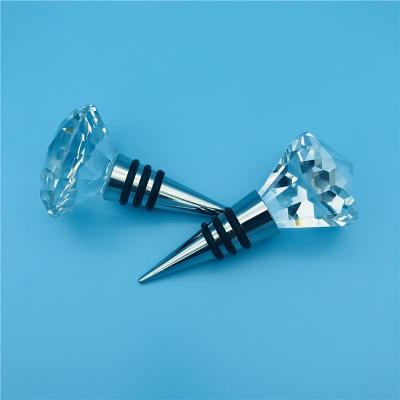 China Wholesale North America New Design Crystal Glass Diamond Wine Bottle Stopper for sale