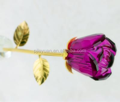 China Europe new design crystal glass purple flower rose to wedding decoration flower for sale