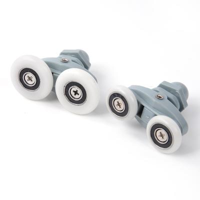 China Modern Double Twin Multi-Size Shower Door Rollers Wheels Runners Pulley Wheels Bathroom Door Runners Sliders Wheels for sale