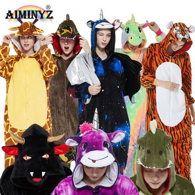 China AIMINYZ Pajamas Flannel Pijama Winter Breathable Wholesale Animal Pajamas New Onesie Set For Adult Women Kids Sleepwear Christmas Unicorn for sale