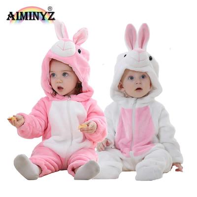 China AIMINYZ 100% Polyester Winter Baby Clothes Cartoon Animal Flannel Onesie Child Sleepwear Pajamas Bunny Pink Hoodie/Comfortable Cute White for sale