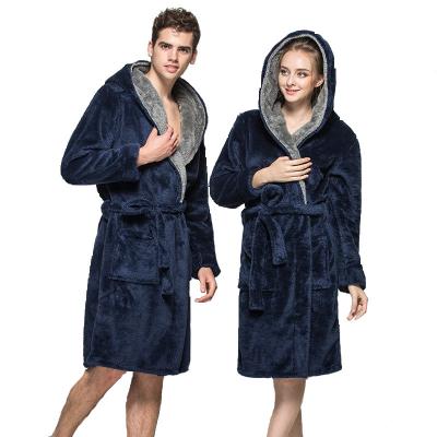 China AIMINYZ Hotsale Winter Lover Breathable Flannel Couples Long Robes Soft Warm Hooded Nightgown Home Wear Bathrobe Dressing Gowns For Adult for sale