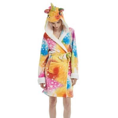 China AIMINYZ Thermal Animated Bathrobes For Women Unicorn Sleepwear Animal Long Robe For Adults Cute Adults Flannel Winter Cartoon Warm Cartoon Bathrobes for sale